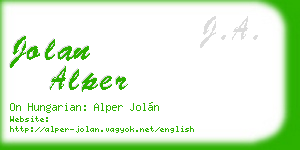 jolan alper business card